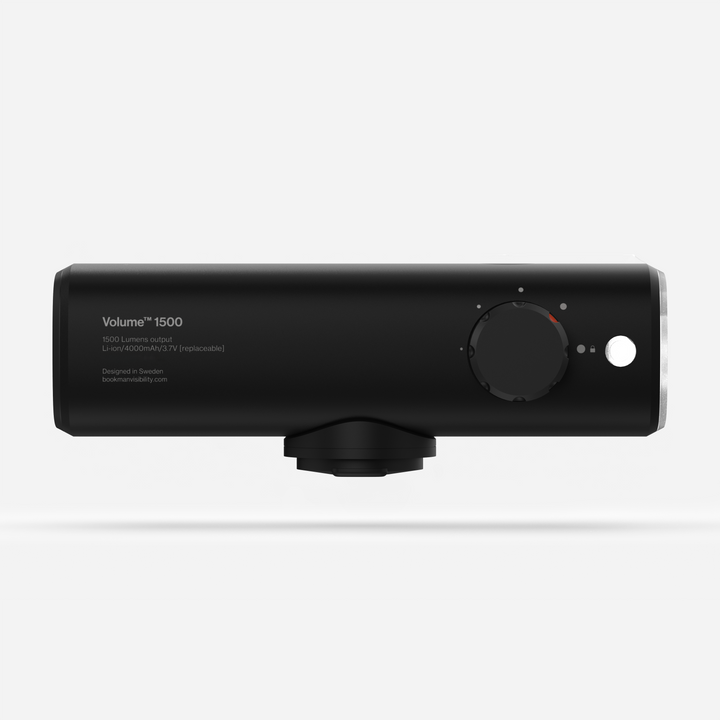 Bookman Volume black bike light side view on white #color_black