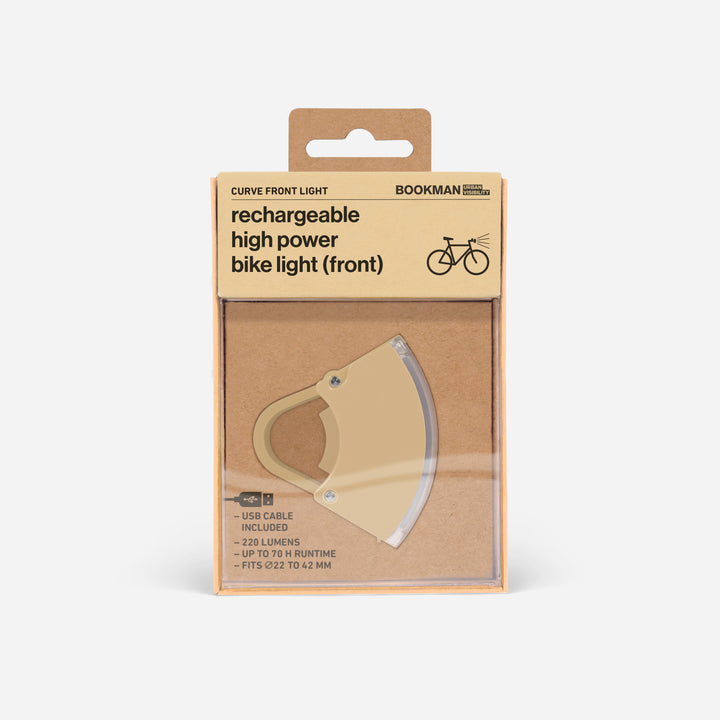 Curve front bicycle light in packaging #color_beige