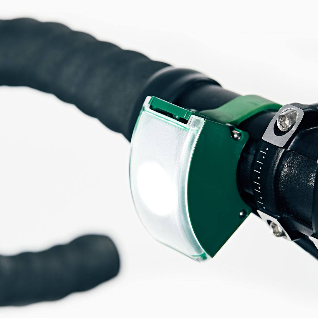 Curve front bicycle light on bike #color_green