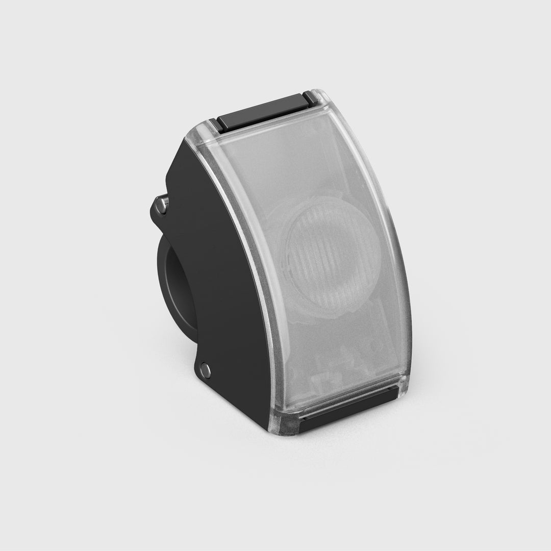 Curve front bike light 220 Lumen in angle from Bookman Scandinavian design #color_black