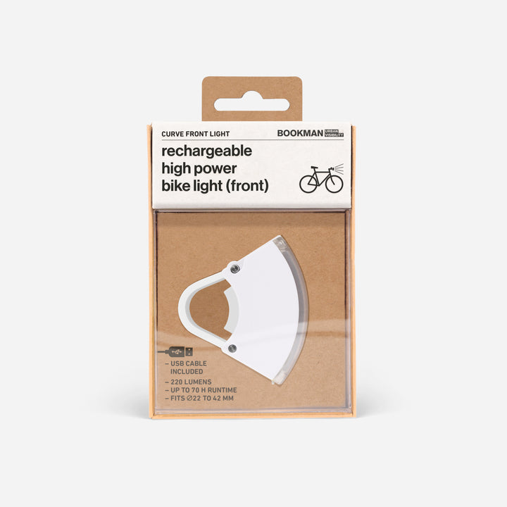 Curve front bicycle light in packaging #color_white