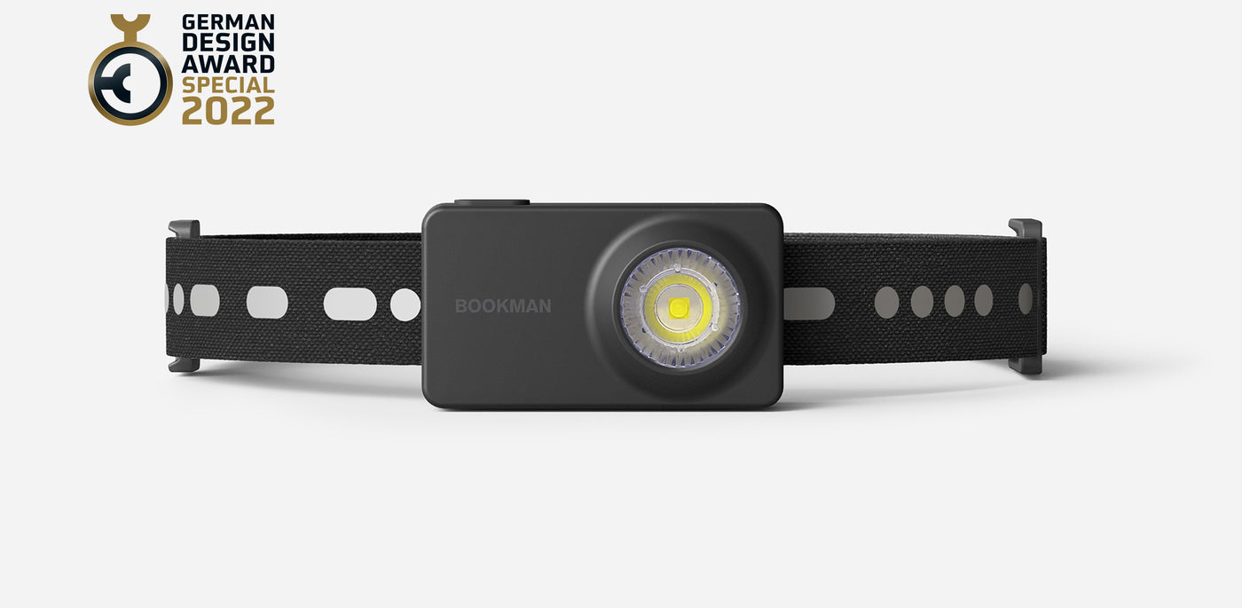 Bookman headlamp Monocle black from front