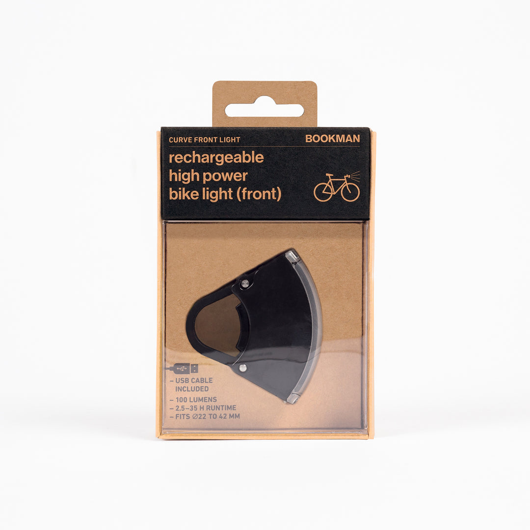 Curve front bicycle light in packaging #color_black