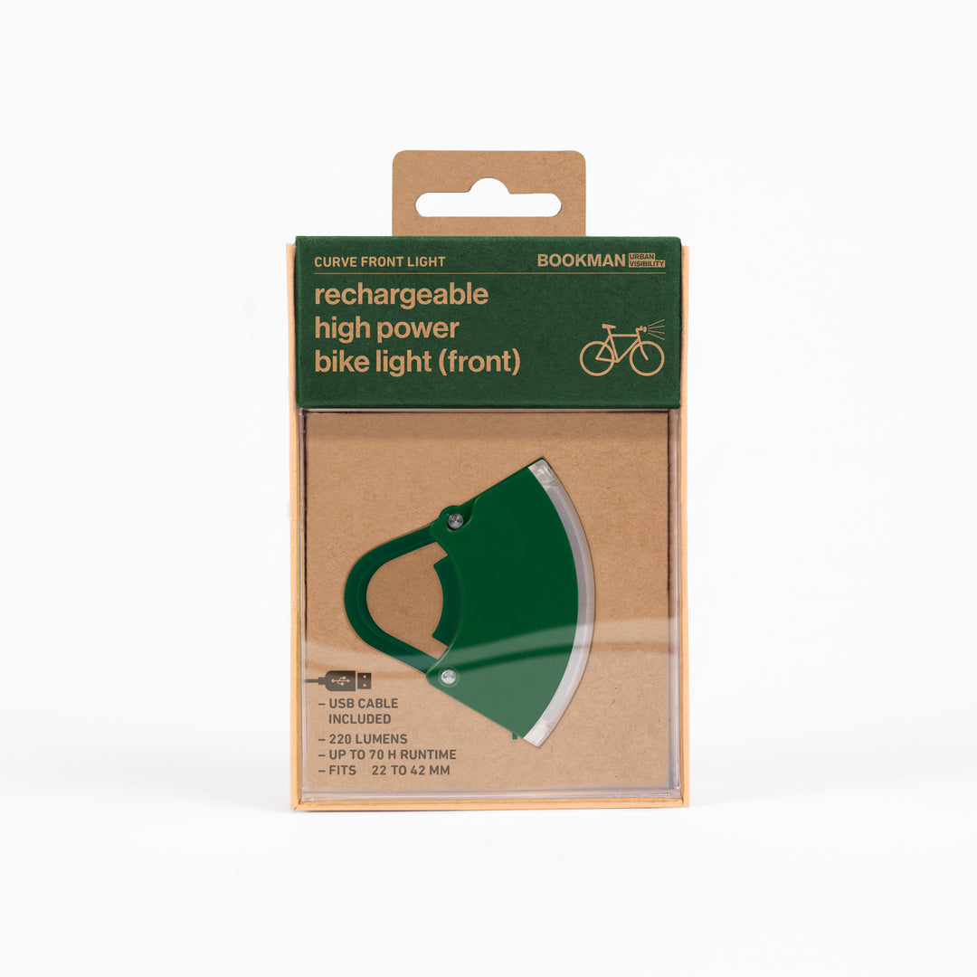 Curve front bicycle light in packaging #color_green